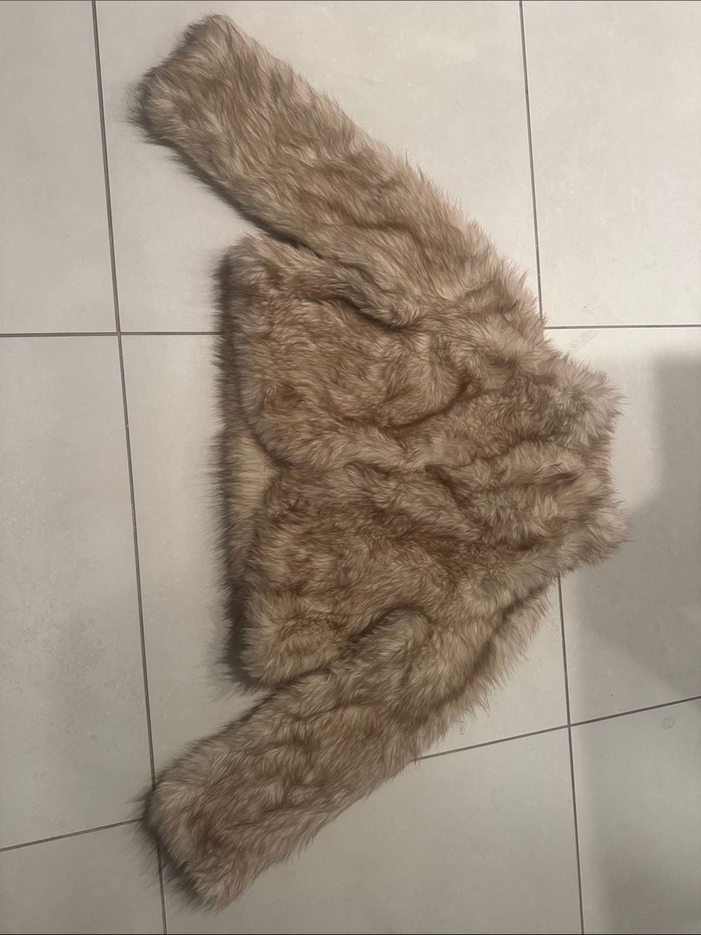 Faux Fur Cropped Jacket - White & Black